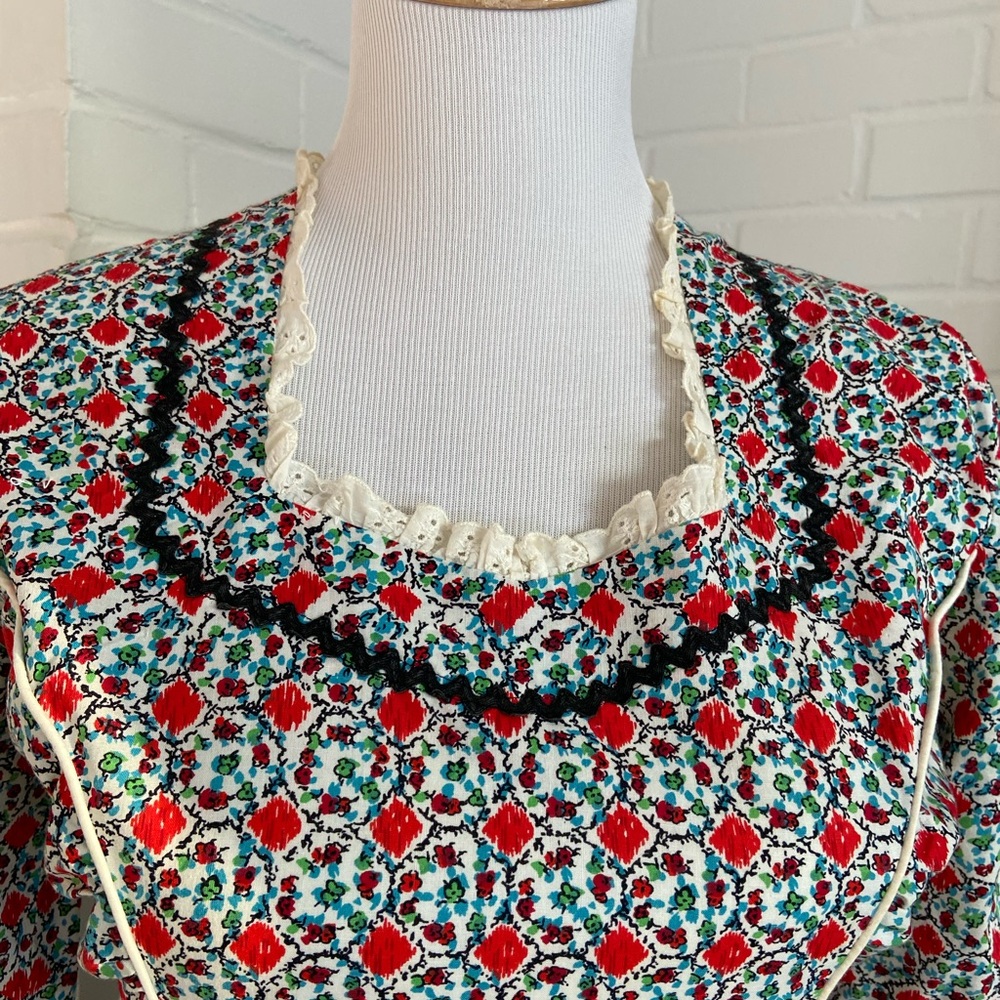 Colonial Colonel Americana Revolutionary Historical Calico Print Dress Size 6 - Picture 8 of 10